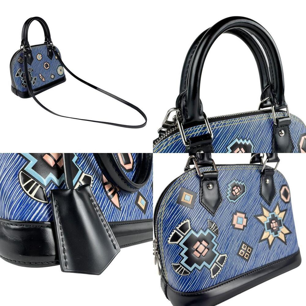 Louis Vuitton Handbag Crossbody Bag Epi Denim Alma Leather Blue Black - Picture 4 of 5